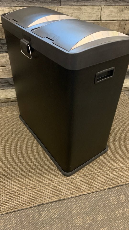 BLACK STEPNSORT 2-BIN TRASH CAN.