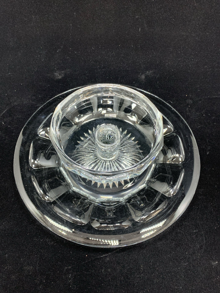 CUT GLASS CHEESE AND CRACKER SERVING TRAY.