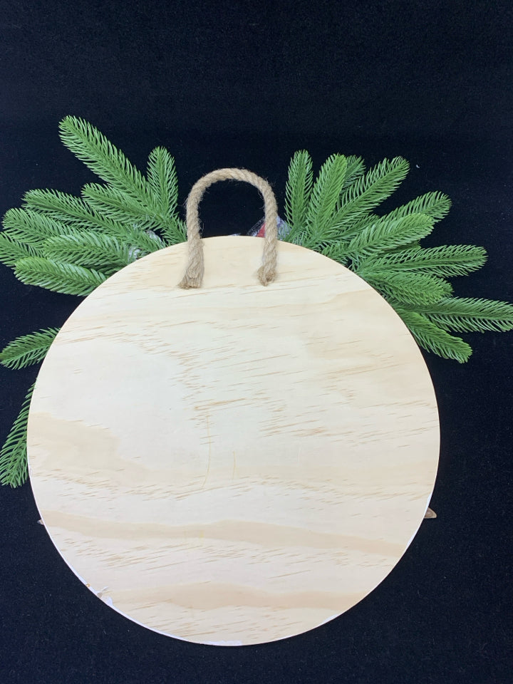 ROUND "WELCOME" HOLIDAY SANTA RIBBON SIGN.
