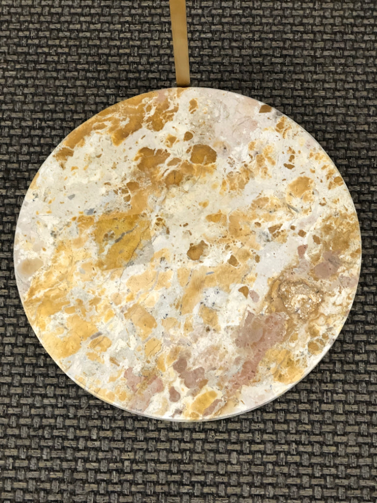 GOLD AND MARBLE BASE ROUND MARTINI TABLE.
