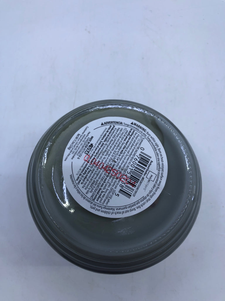 NEW GRAY 3 WICK CANDLE-BACKYARD BONFIRE.