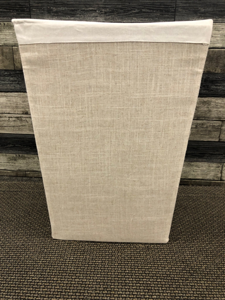 WHITE CLOTH HAMPER W/ VELCRO LID LAUNDRY CO.