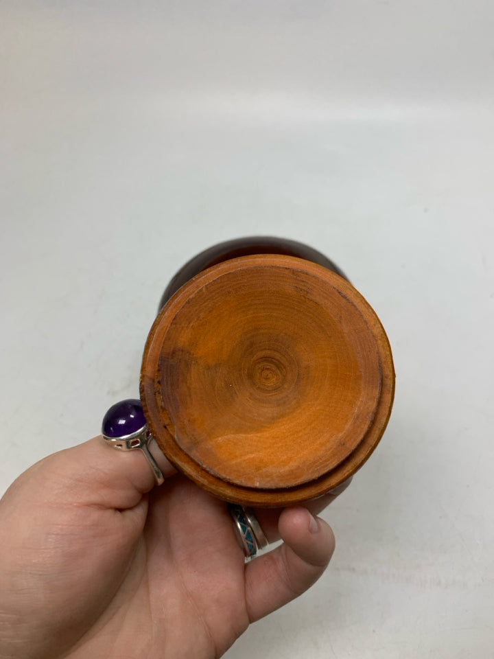WOOD CARVED DETAILED CANISTER.