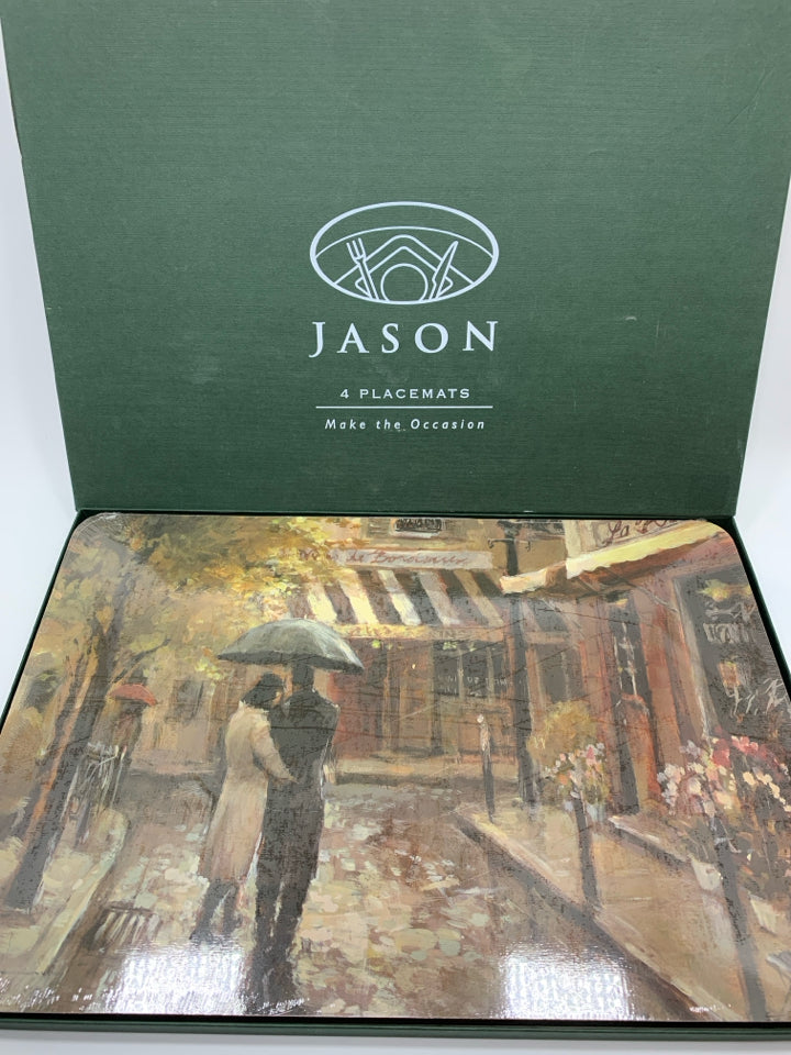 4 NIB STREET SCENE CORK PLACEMATS.