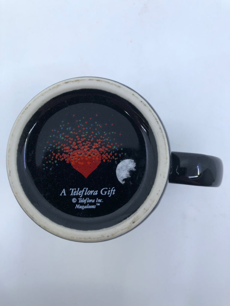 BLACK W RED HEART MUG.