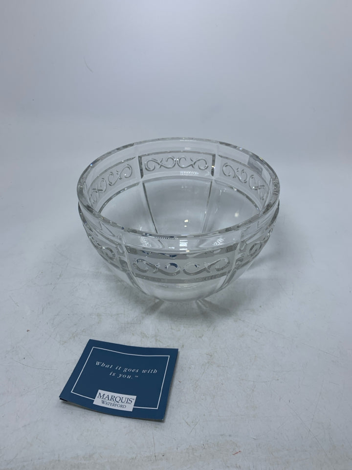 NIB WATERFORD MARQUIS ARABESQUE CRYSTAL FROSTED SCROLLS GLASS BOWL.