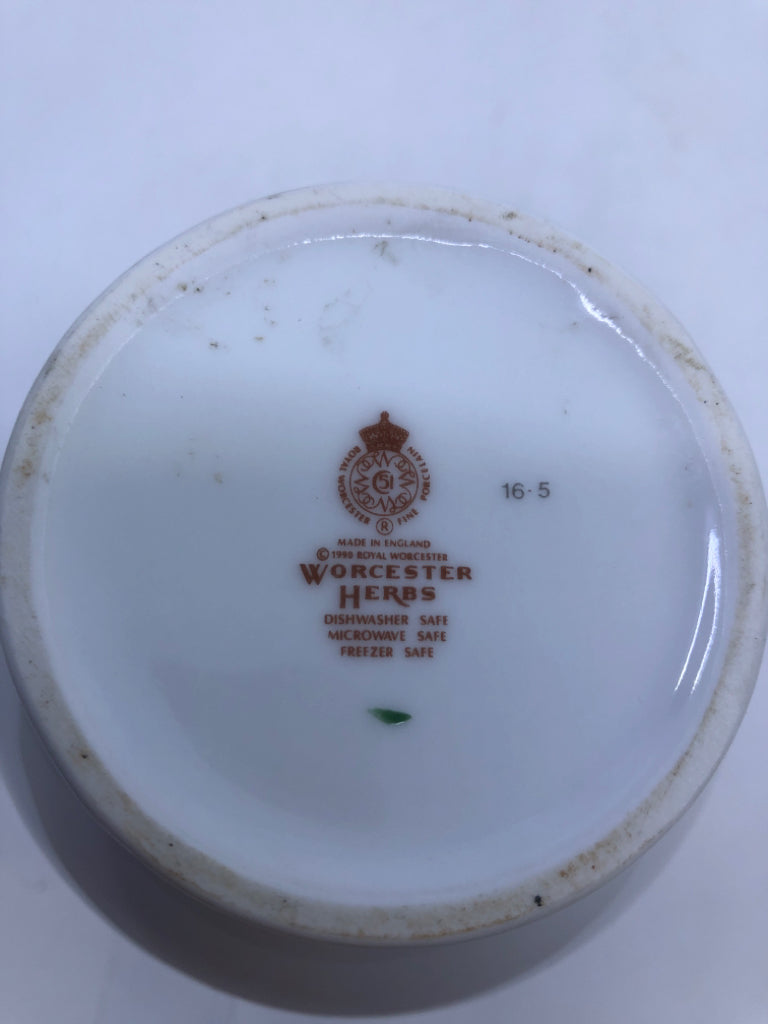 VTG THYME AND MUSTARD- WORCESTER HERBS PAINTED VASE.