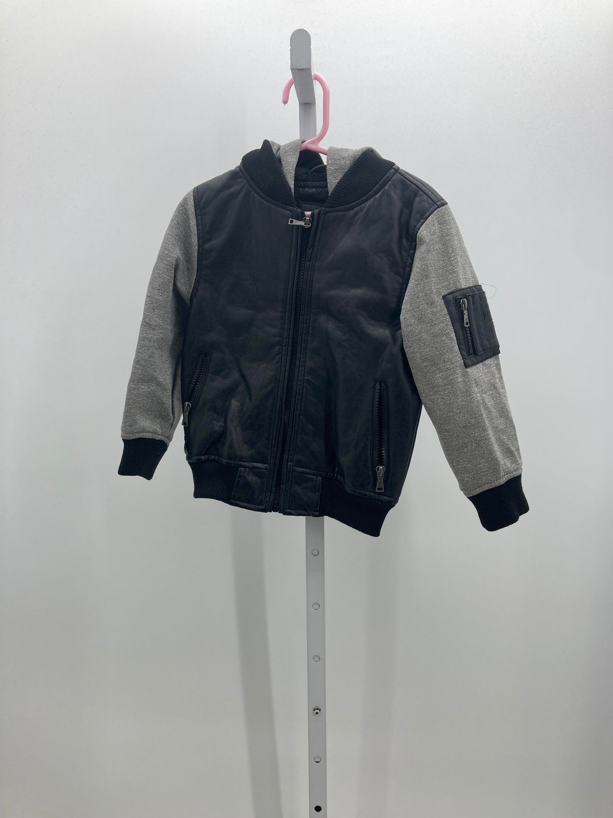 FAUX LEATHER HOODED JACKET
