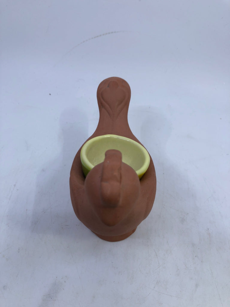 VTG AVON TERRA COTTA CHICKEN CANDLE HOLDER.