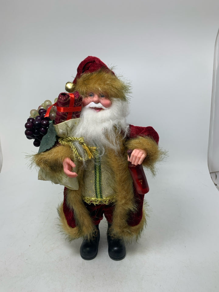 STANDING SANTA W/ GRAPES AND WINE.