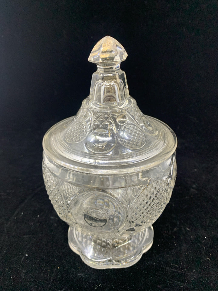 VTG CUT GLASS CANDY DISH W/LID.