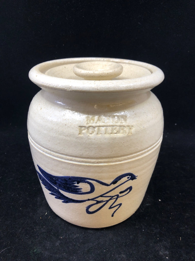 MEDIUM MAHON POTTERY CANISTER W/ LID.