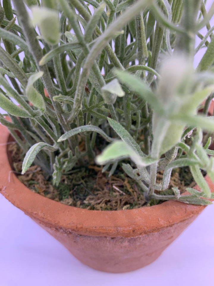 FAUX LAVENDER IN TERRACOTTA POT.