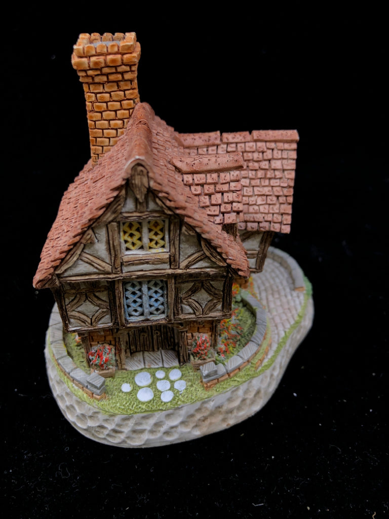 CERAMIC LITTLE VILLAGE THE HALL W LITTLE SIGN.