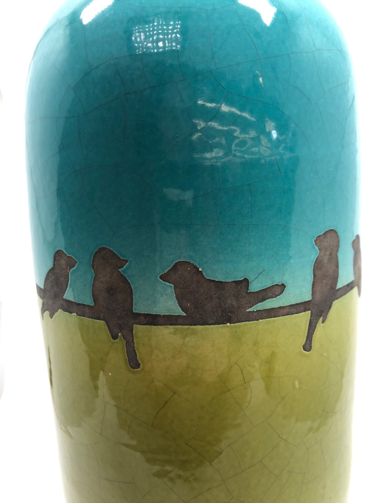 HEAVY BIRD BLUE/GREEN VASE.