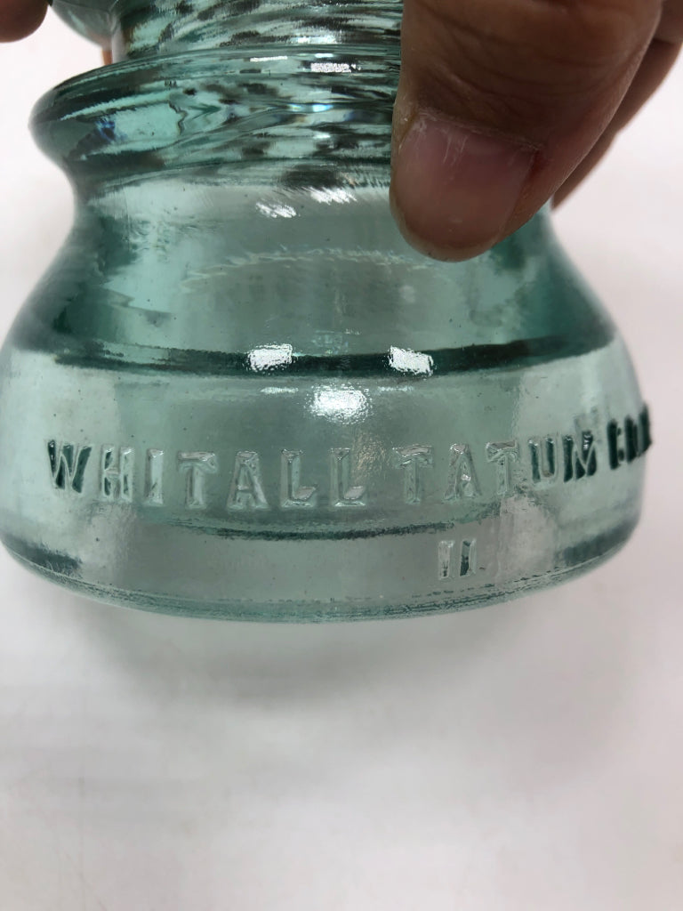 VTG WHITALL TATUM NO 1 BLUE GLASS INSULATOR.