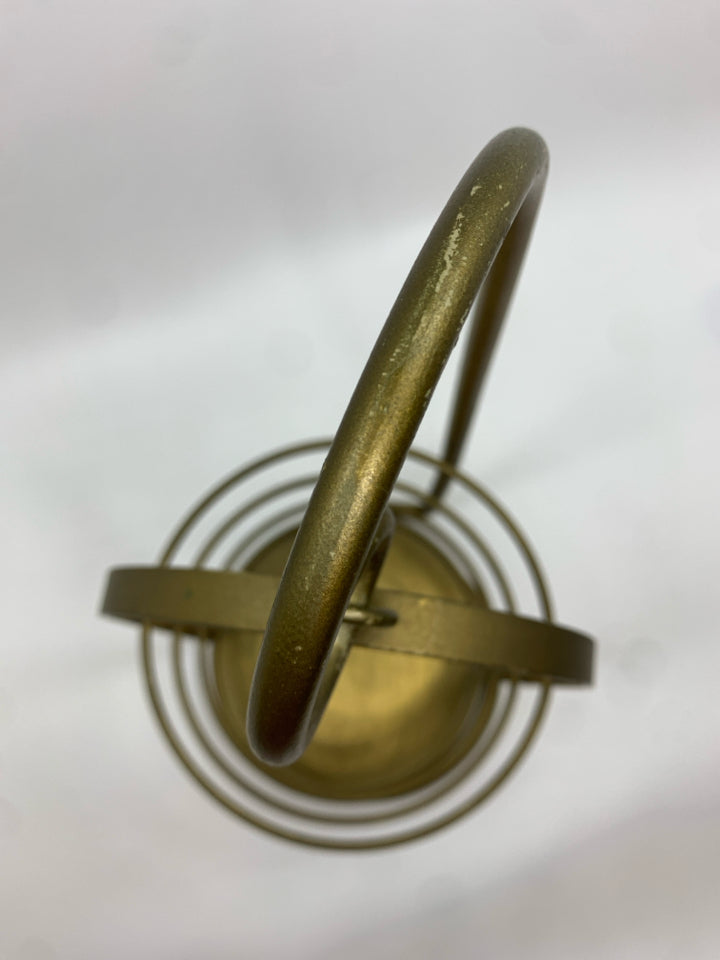 SWINGING GOLD CANDLE LANTERN.