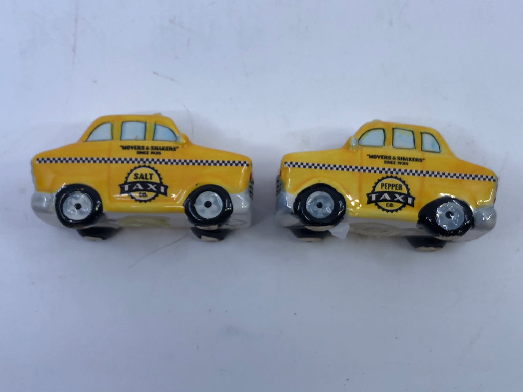 TAXI SALT AND PEPPER SHAKERS.