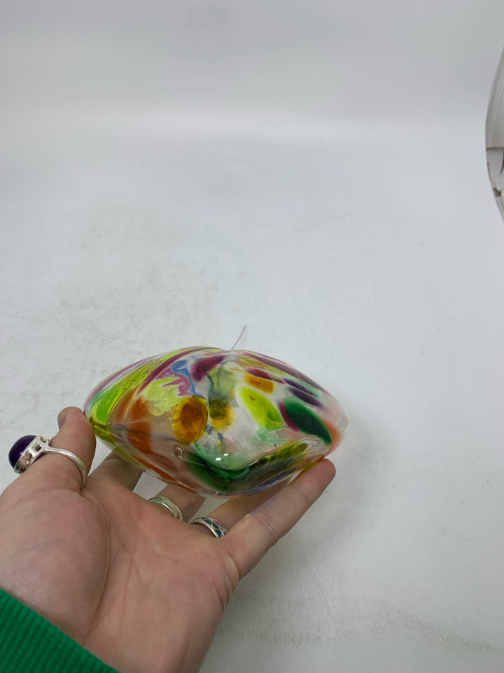 3D BLOWN GLASS RAINBOW HEART.
