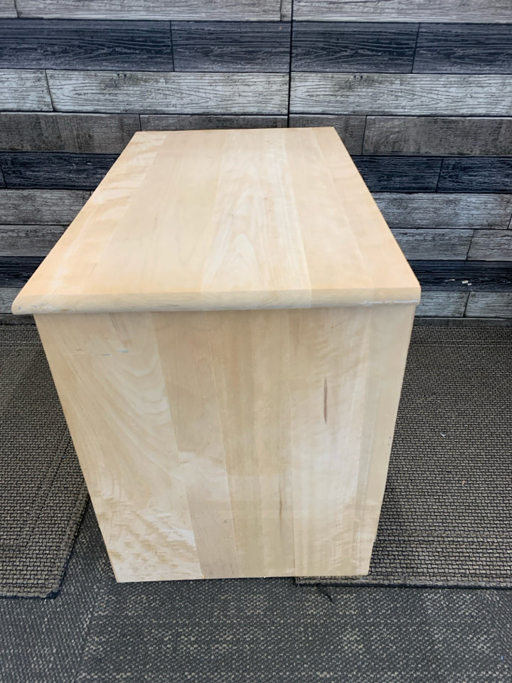 LOW UNFINISHED 2 DRAWER NIGHT STAND.