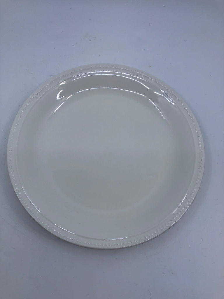 4 WHITE DEEP DINNER PLATES.