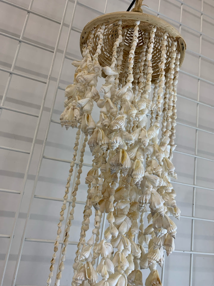 SEA SHELL WIND CHIME W/WOVEN TOP.
