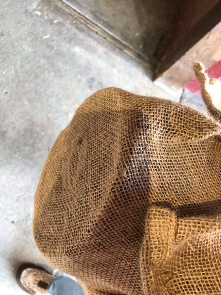 FAUX TREE IN BURLAP PLANTER.