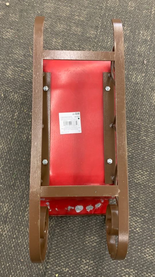 RED METAL SLEIGH.