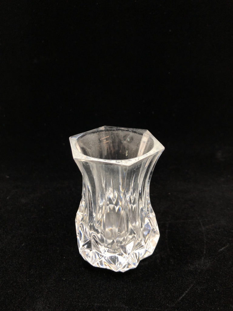 CLEAR CUT GLASS TOOTHPICK HOLDER.