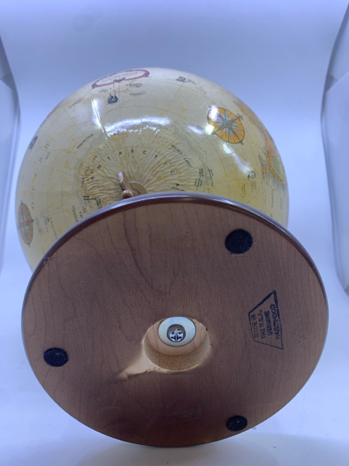 GLOBE ON WOOD BASE.