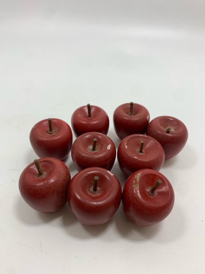 BAG OF SMALL WOODEN APPLES.