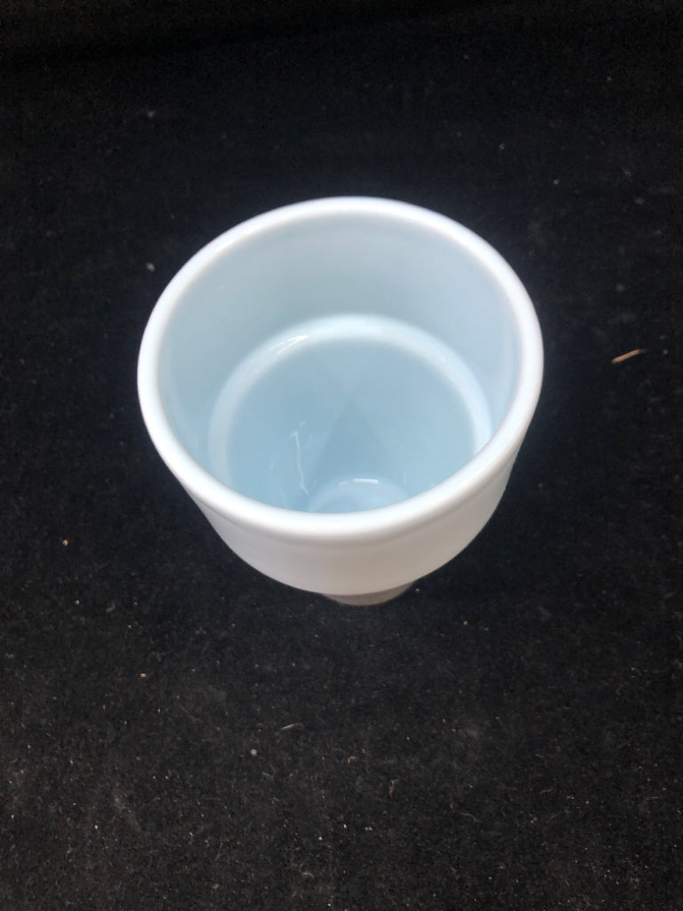 LIGHT BLUE CERAMIC PLANTER.