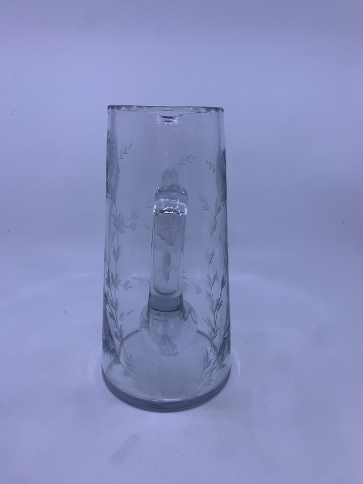 VTG LARGE ETCHED PITCHER.