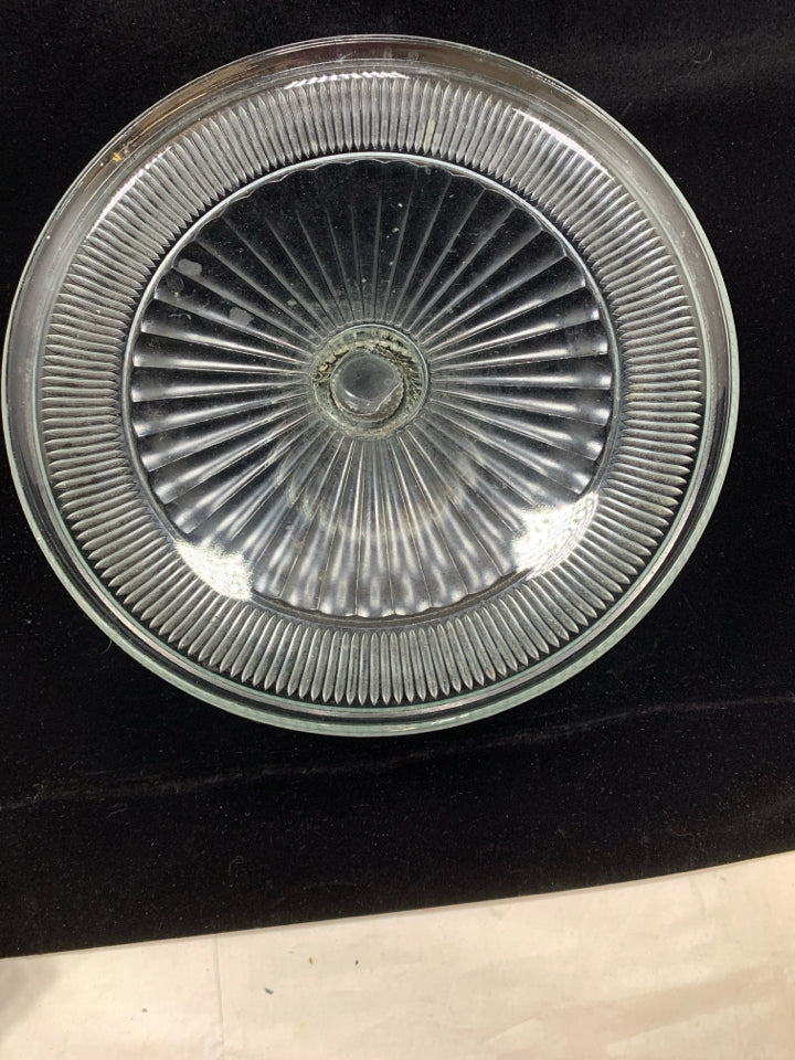 CLEAR GLASS PEDESTAL CAKE PLATE W/DOME.