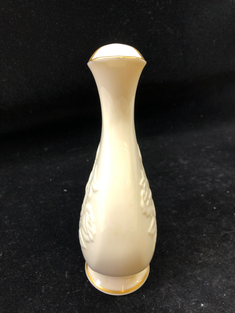 LENOX VASE W/EMBOSSED FLOWERS.