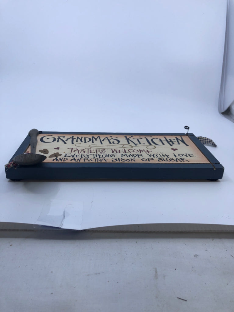 GRANDMAS KITCHEN RUSTIC DECOR WOOD WALL HANGING.
