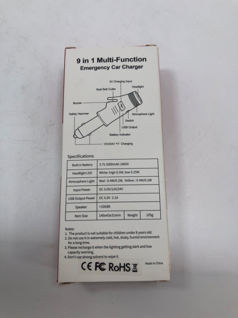 NIB POVO 9-IN-1 EMERGENCY CAR CHARGER.