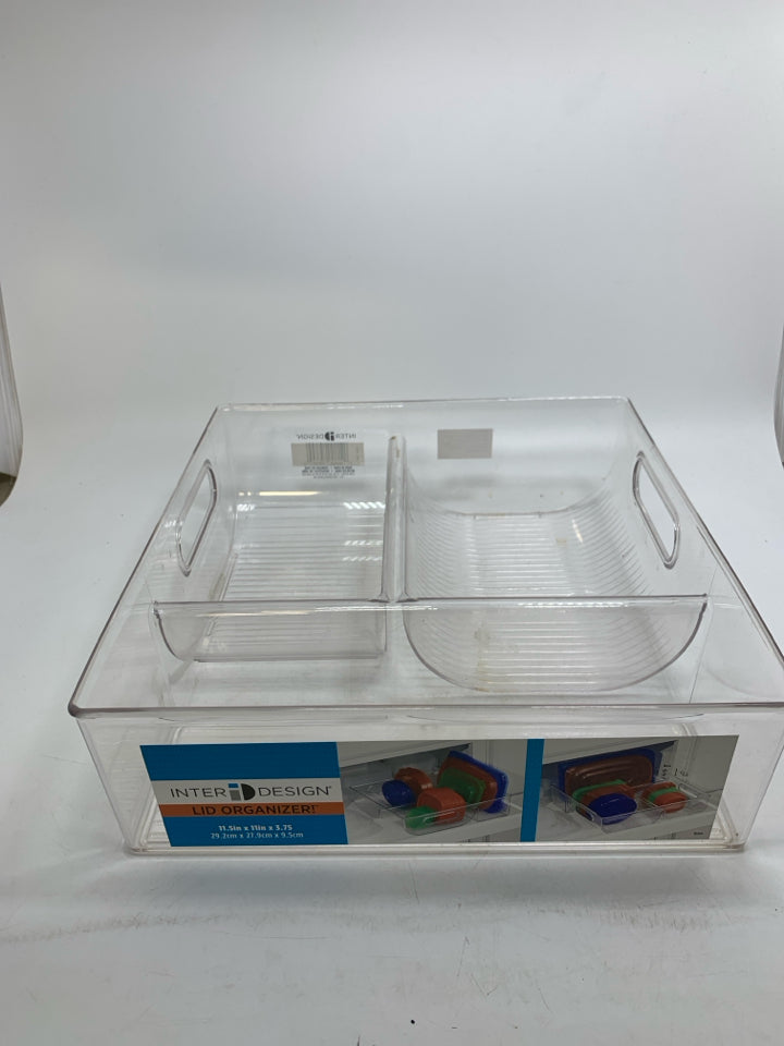 NEW CLEAR PLASTIC TUPPERWARE LID ORGANIZER.