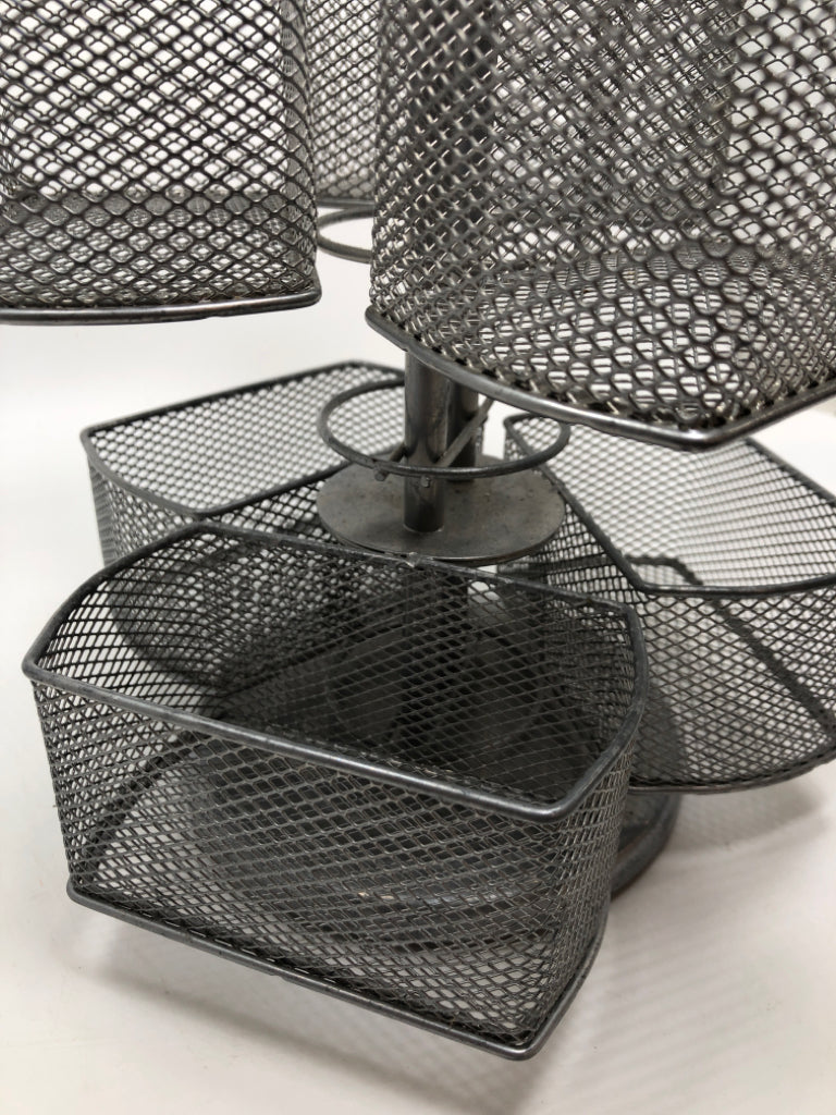2 TIER GREY METAL SPINNING ORGANIZER.