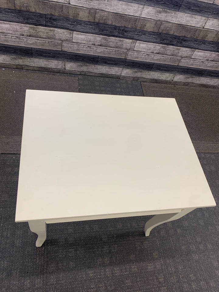 CREAM PAINTED END TABLE.