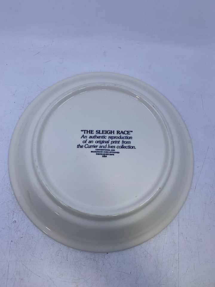 SLEIGH RIDE- REPRO CURRIER & IVES PLATE.