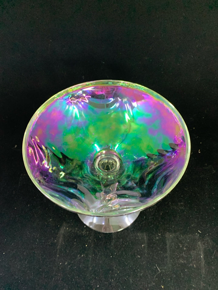 VTG LARGE IRIDESCENT MARTINI GLASS.