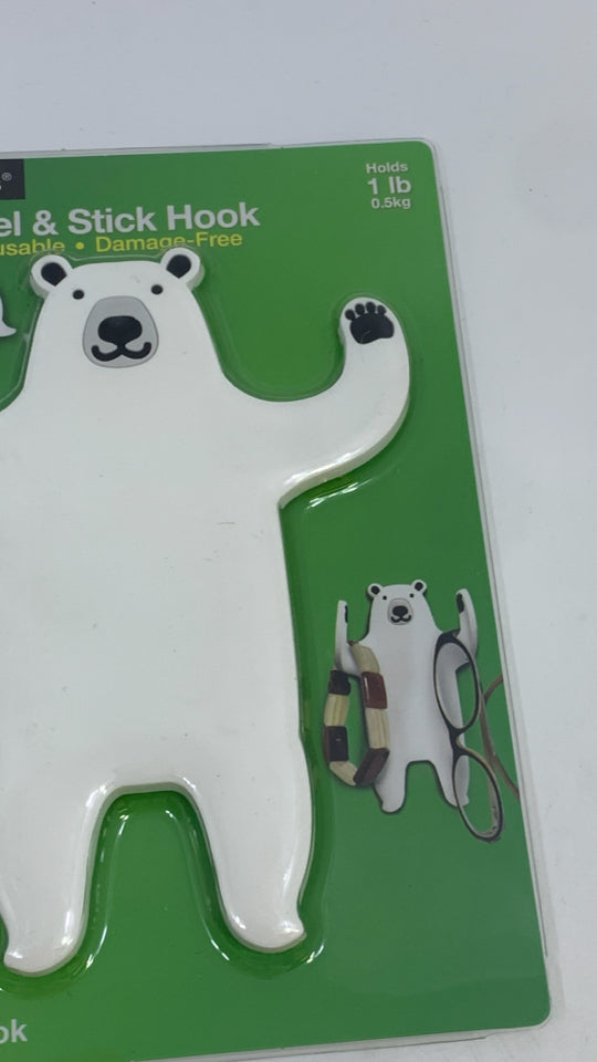 POLAR BEAR PEEL AND STICK WALL HOOK.