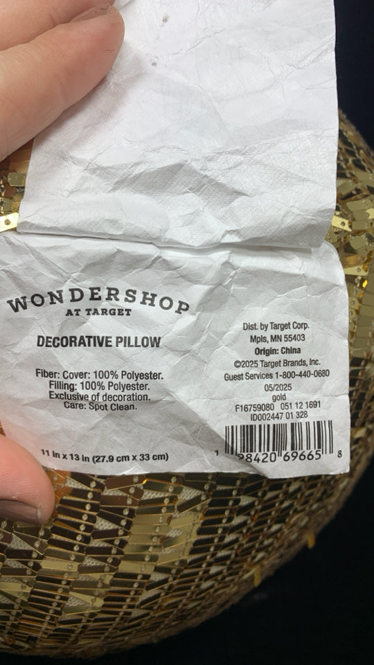 GOLD SEGUIN ORNAMENT PILLOW DECOR.