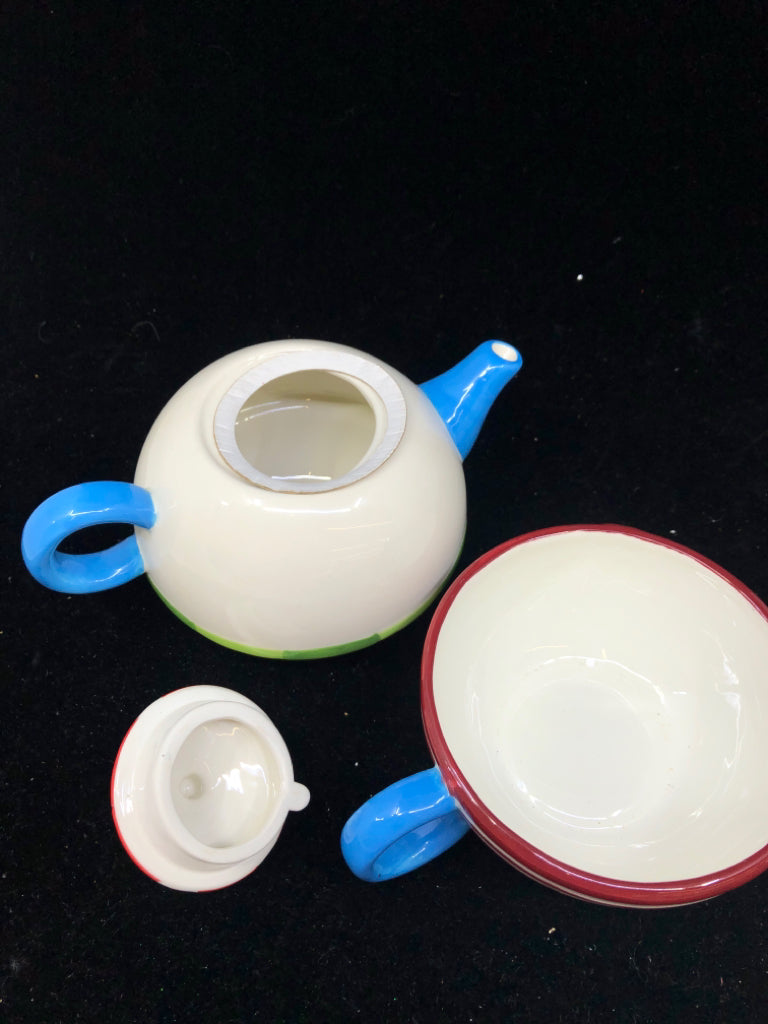 2PC SNOWMAN TEAPOT AND CUP- TEA FOR ONE.