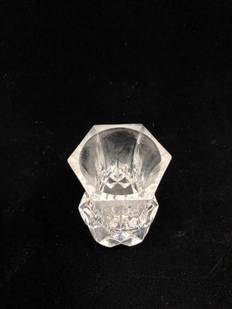 CLEAR CUT GLASS TOOTHPICK HOLDER.