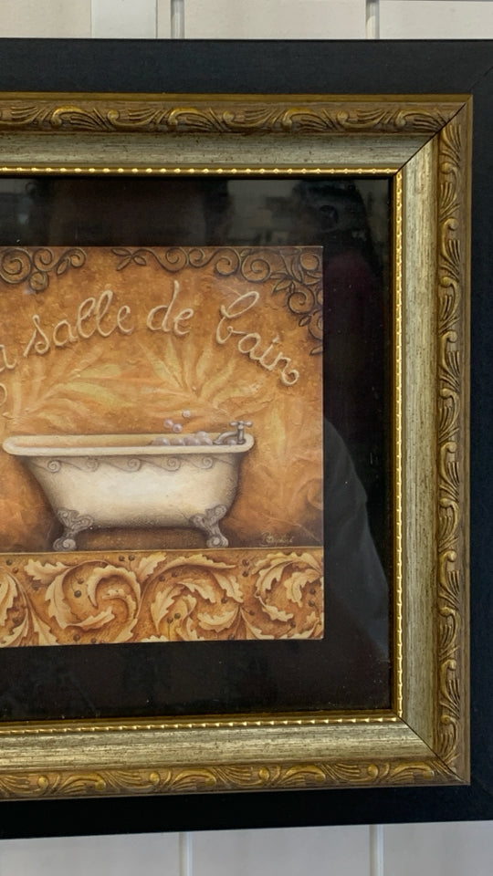 BATHTUB PRINT IN GOLD/BLACK FRAME.