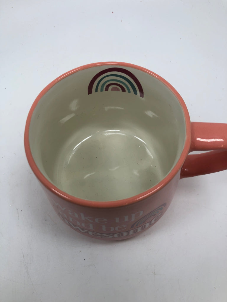 CORAL MUG "WAKE UP AND BE AWESOME".