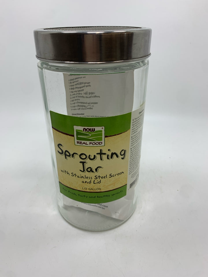 SPROUTING JAR W/DIRECTIONS.