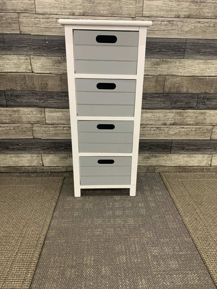 4-DRAWER GRAY & WHITE SHELF.